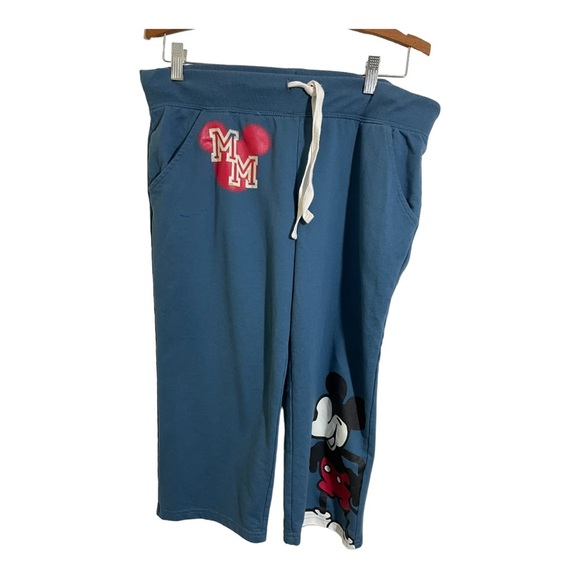 Disney Mickey Mouse womens Capri sweats drawstring waist. Blue. Size Large - Picture 3 of 11